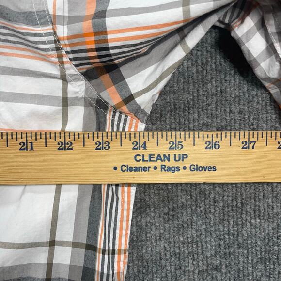 Cinch Button Down Western Shirt Men's Medium Orange/Black/White Plaid Cowboy - Picture 7 of 10